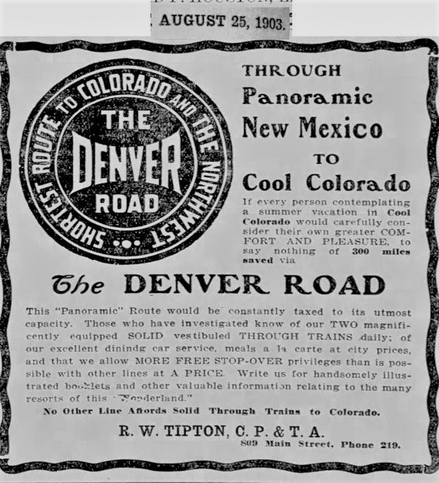 Advertisement for the Denver Road