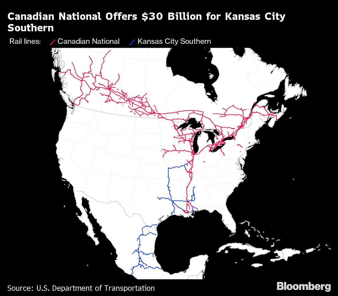 Proposed KCS and Candian National Merger Route