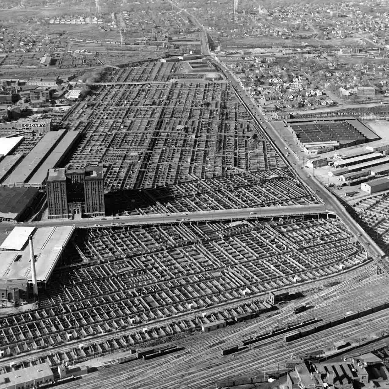Aerial view of the Omaha Stock Yards