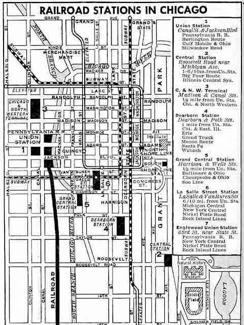 Map of railroad stations in Chicago